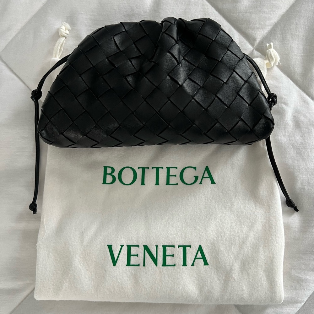 Bottega Veneta Intrecciato Mini Pouch in Black Leather